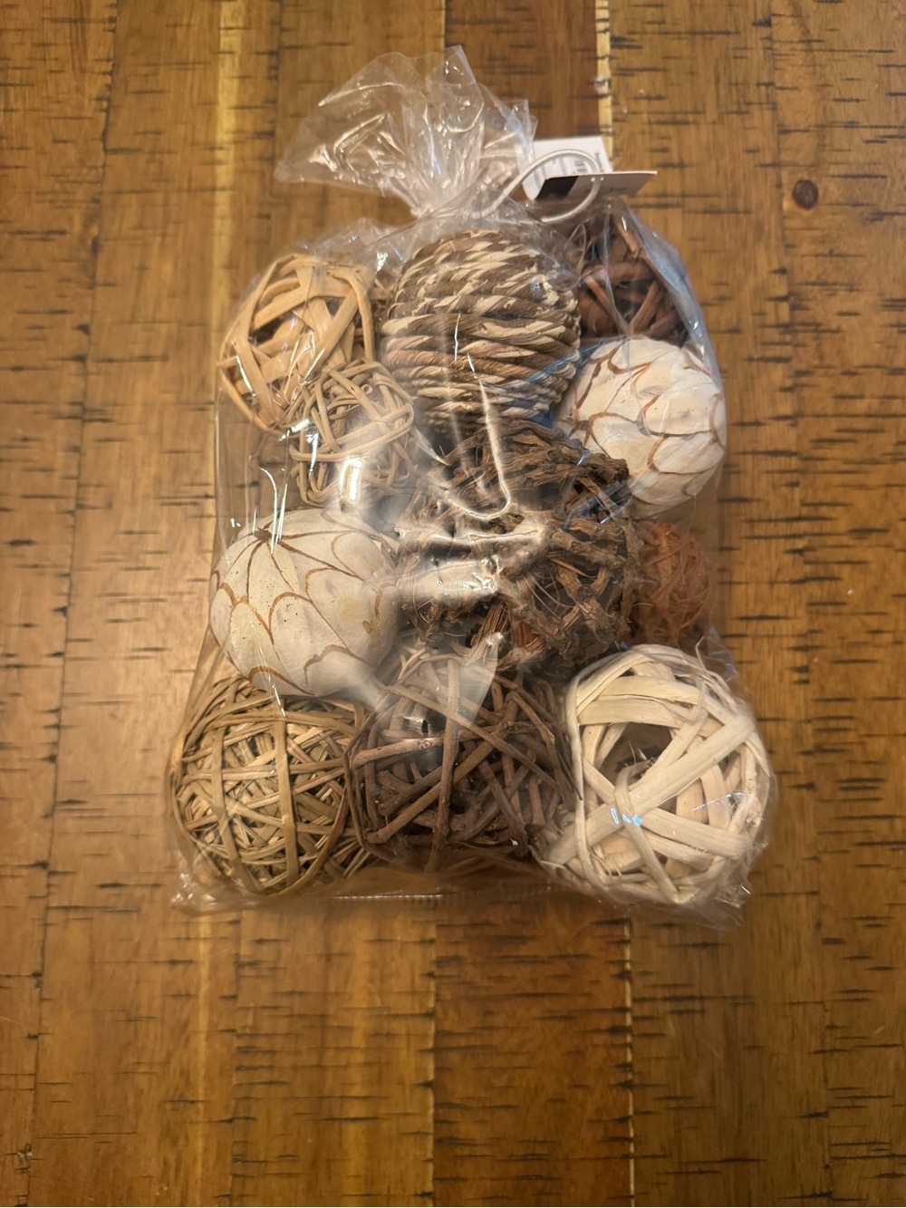 Decorative Natural Rattan and Wood Accent Balls - Neutral Mix